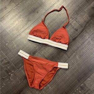 Xhilaration Terracotta Bikini with Striped Band